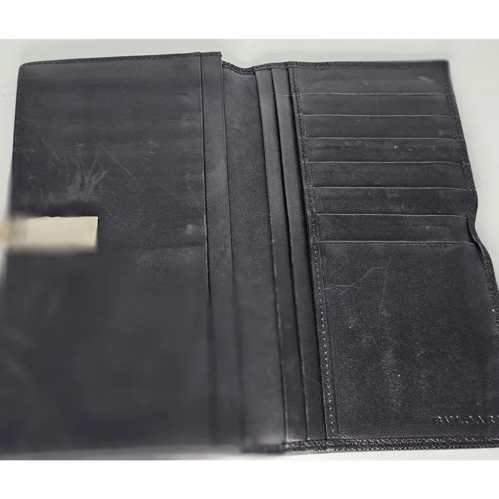 🌟 EUC - BVLGARI Grained Calfskin Long Continental Clip Wallet – W/COA