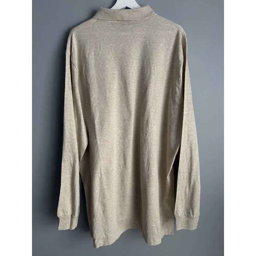 Polo Golf Ralph Lauren Long Sleeve Polo Shirt XL Beige Pima Cotton Classic Fit