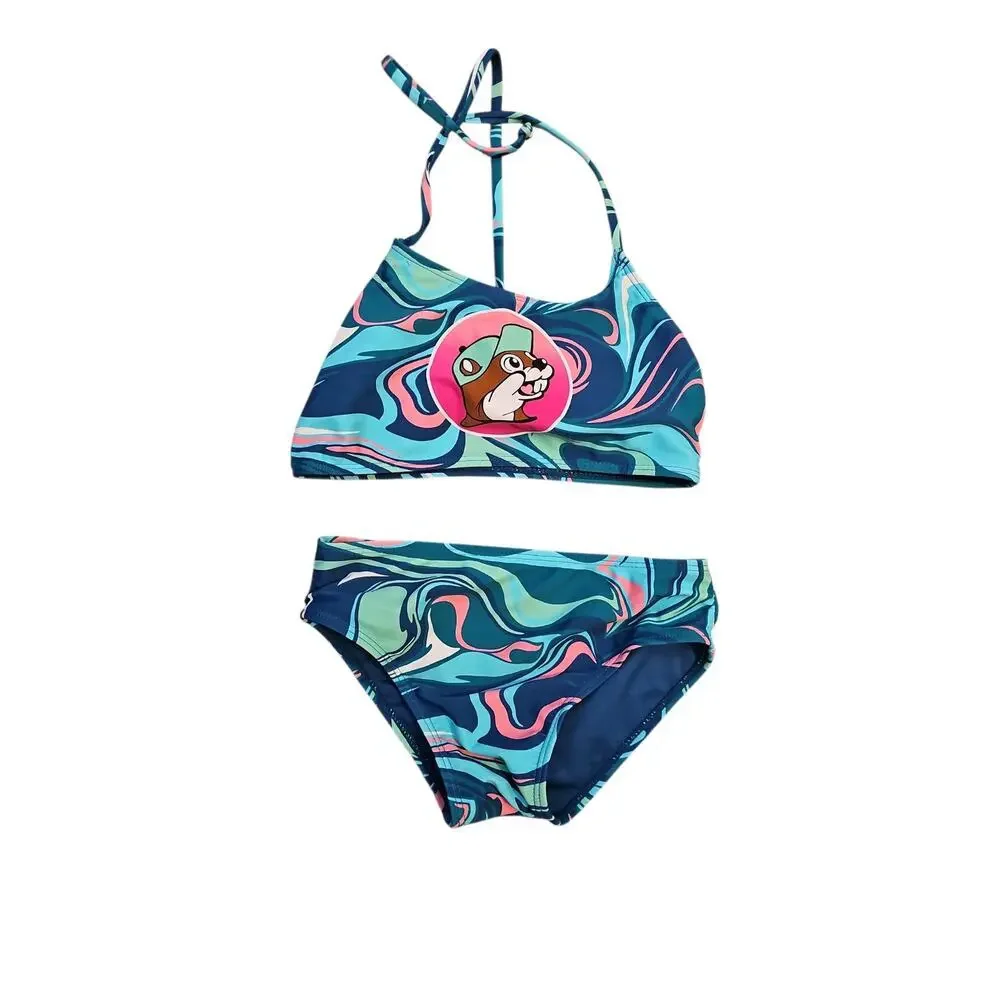 Bucee's sz youth medium two piece halter swimsuit new K26