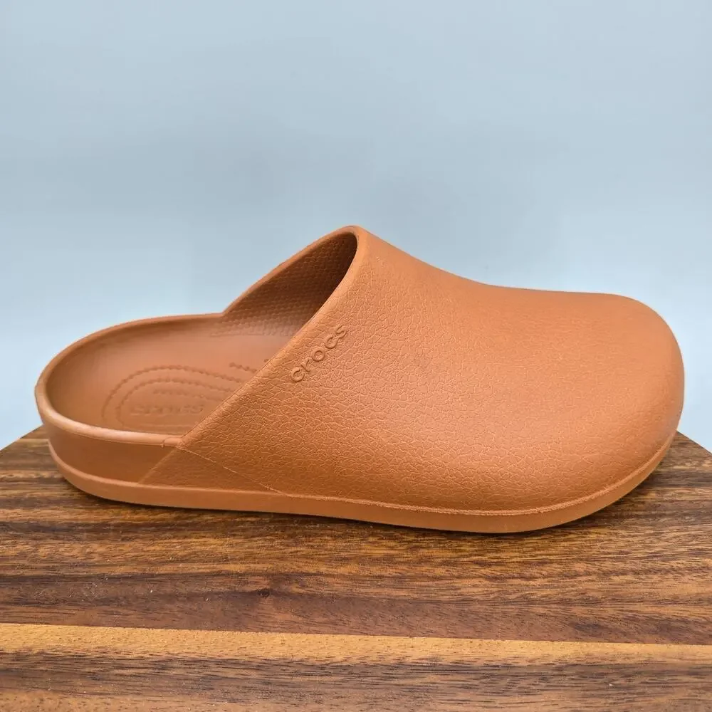 Crocs Dylan Clogs Shoes Mens 10 Cognac Brown Slip On Comfort Mules Casual
