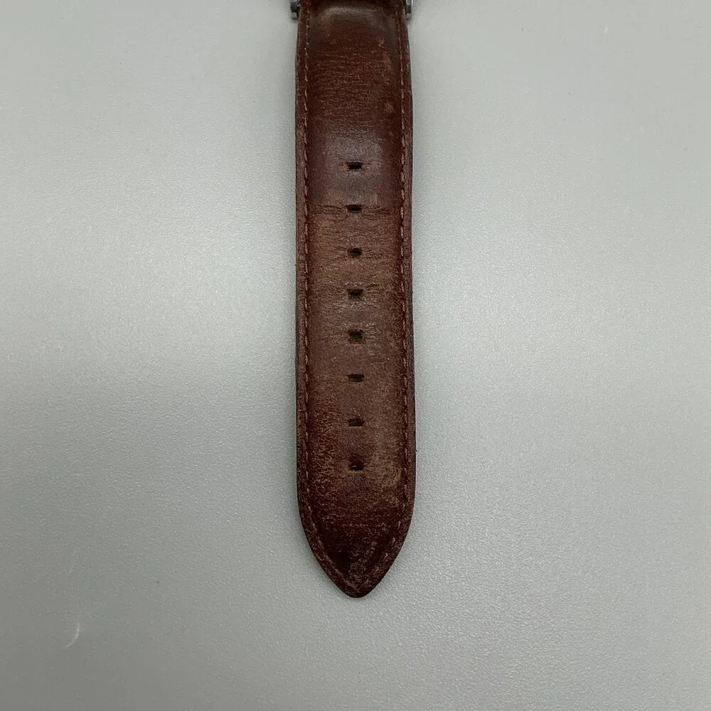Daniel Wellington Mens Watch 41mm White Dial Brown Leather Strap New Battery