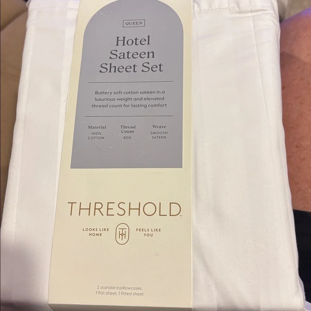 Threshold Hotel Collection Queen 800 Thread Count Damask Sheet Set White New