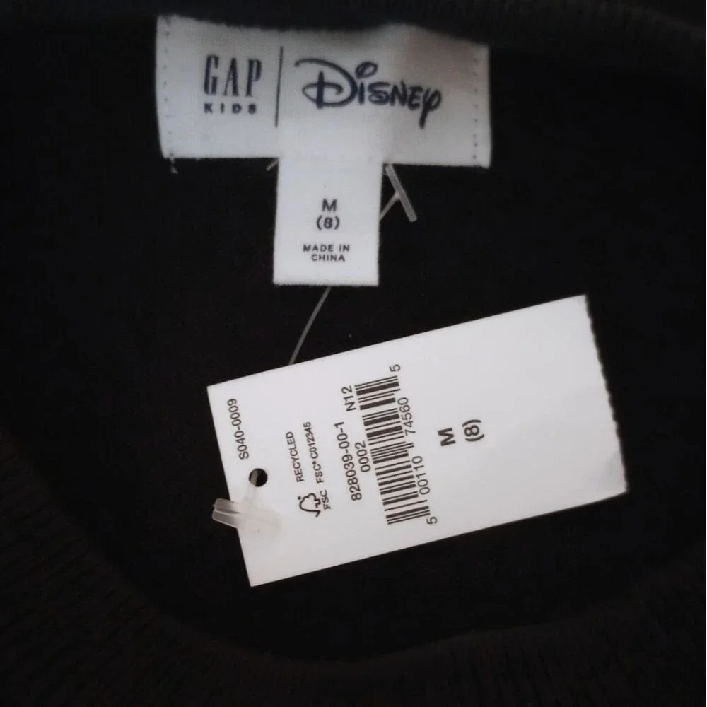 NWT GAP Kids Disney Mickey Mouse Black Sweater sz M 8 Girls