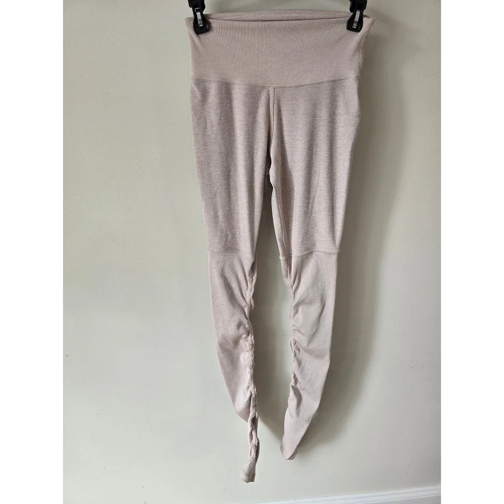 Alo Yoga Pink Heathered Alosoft Goddess Ribbed High Waist Leggings XS