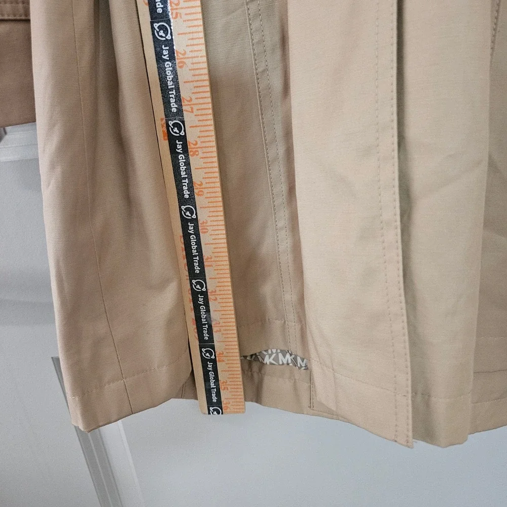 Michael Kors Womens Tan Double Breasted Belted Trench Coat Khaki Size M