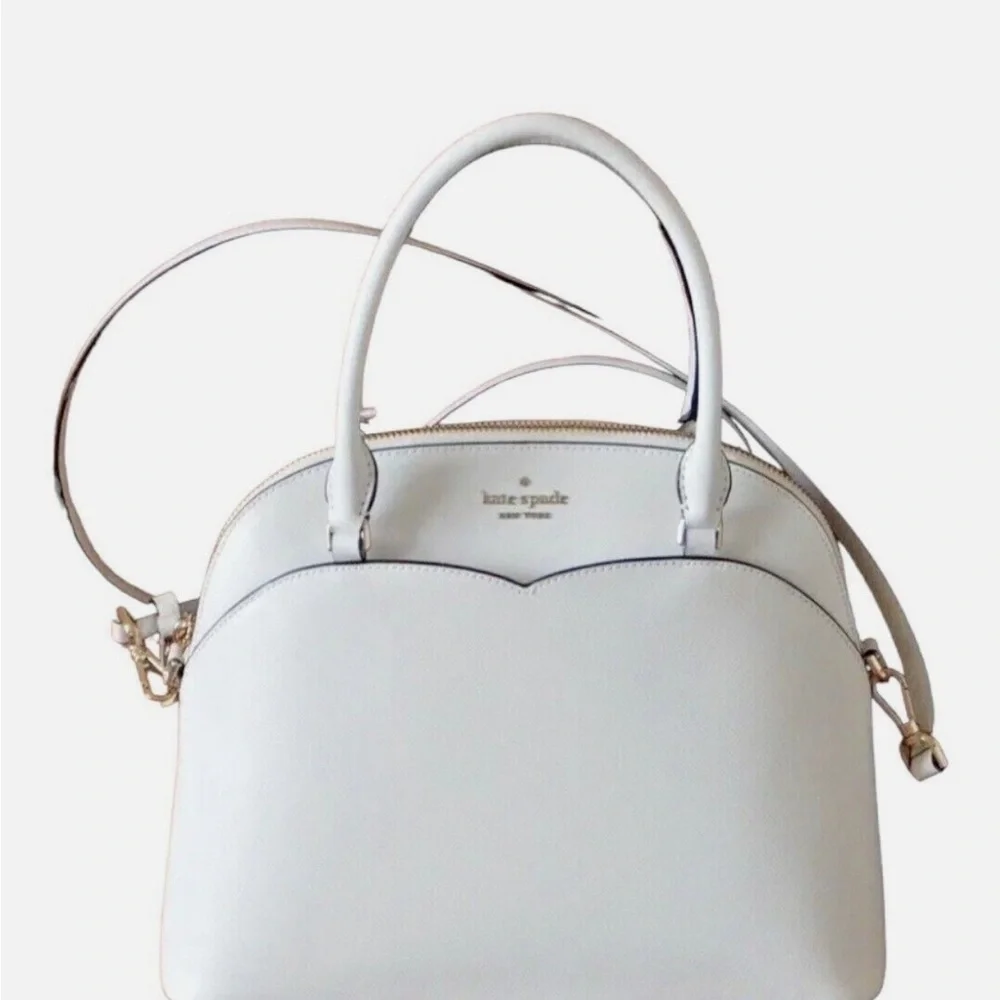 kate spade White Leather Dome Crossbody Satchel
