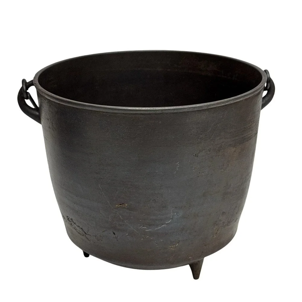 Antique Cast Iron Cauldron Pot 3 Legged Spider Gate Marked Bail Handle Primitive