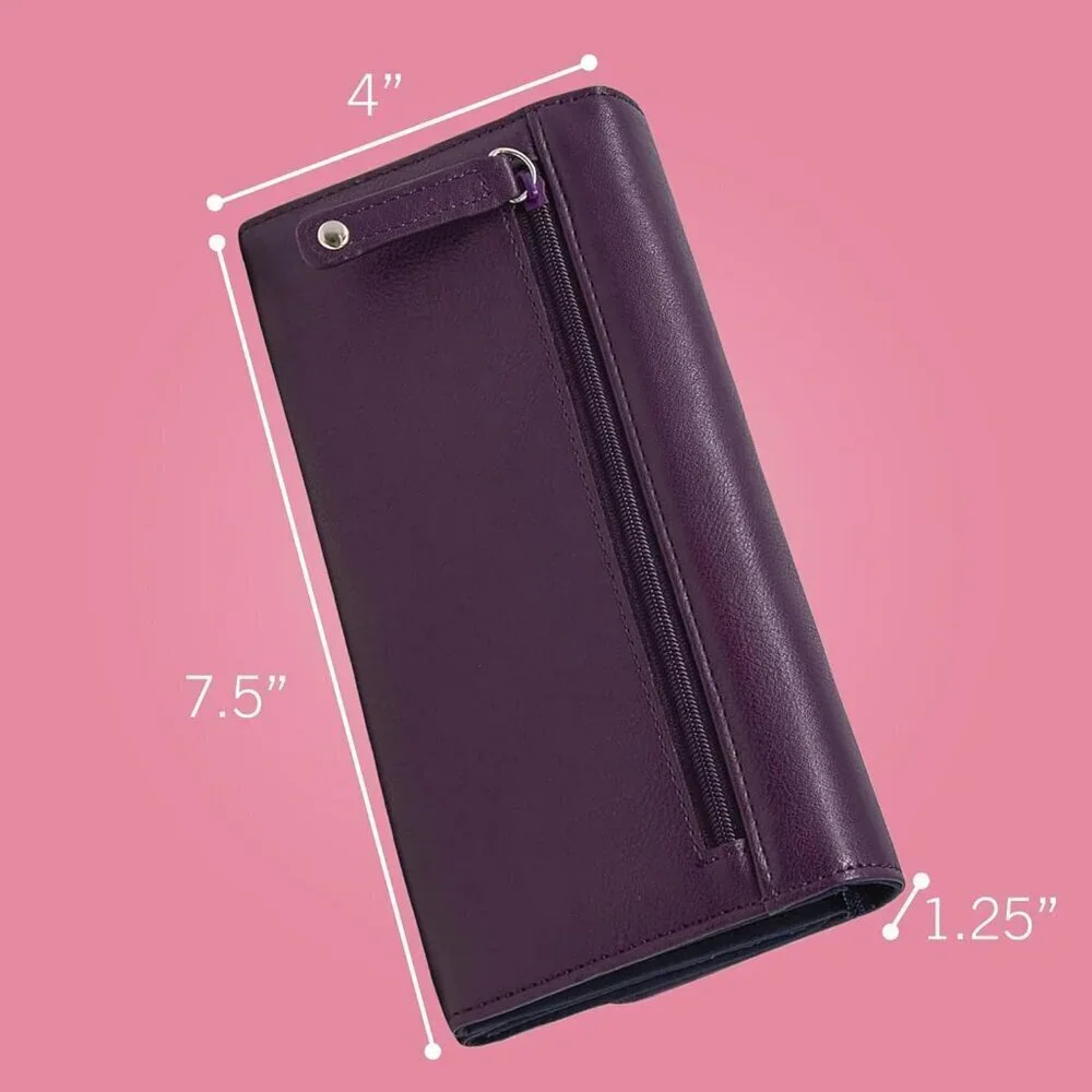 Women's Plum Money Manager RFID Slim Wallet Card Holder with Coin