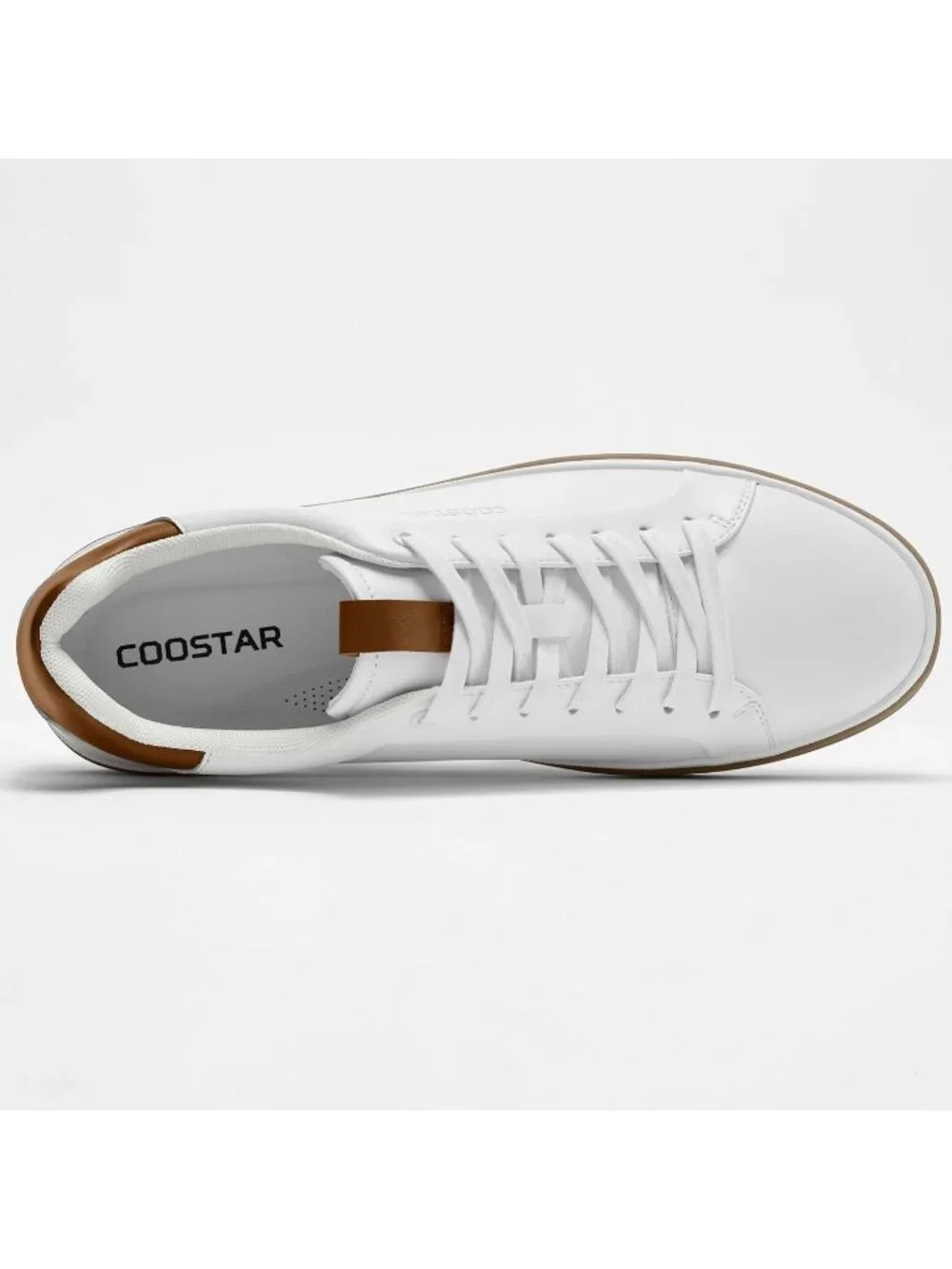Coostar Men's White Gum Rubber Sole Lightweight Comfort Classic Lace Up Sneakers