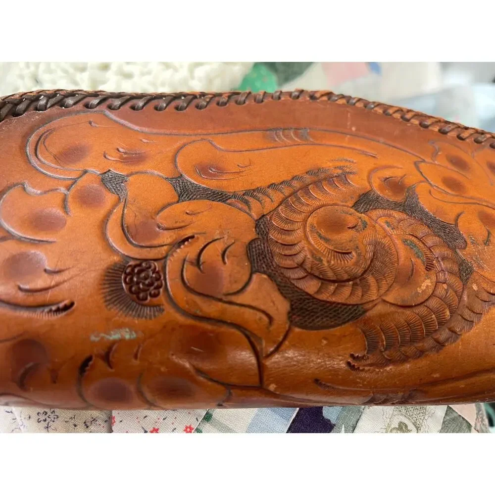 Hand Tooled Leather Clutch/Pencil Case