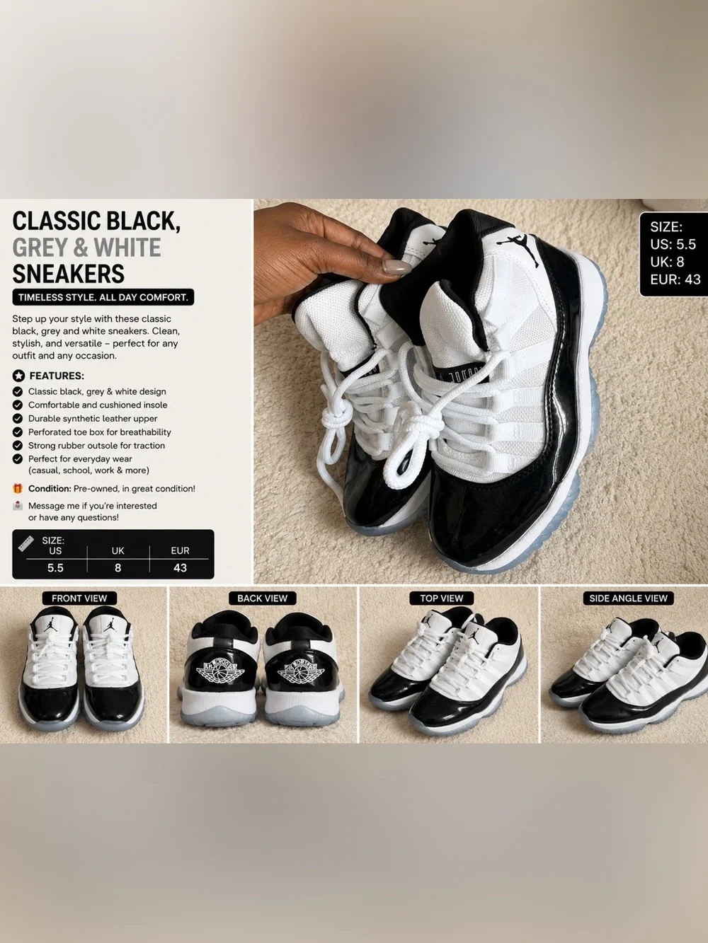 Nike Black, White & Gray Low-Top Sneakers