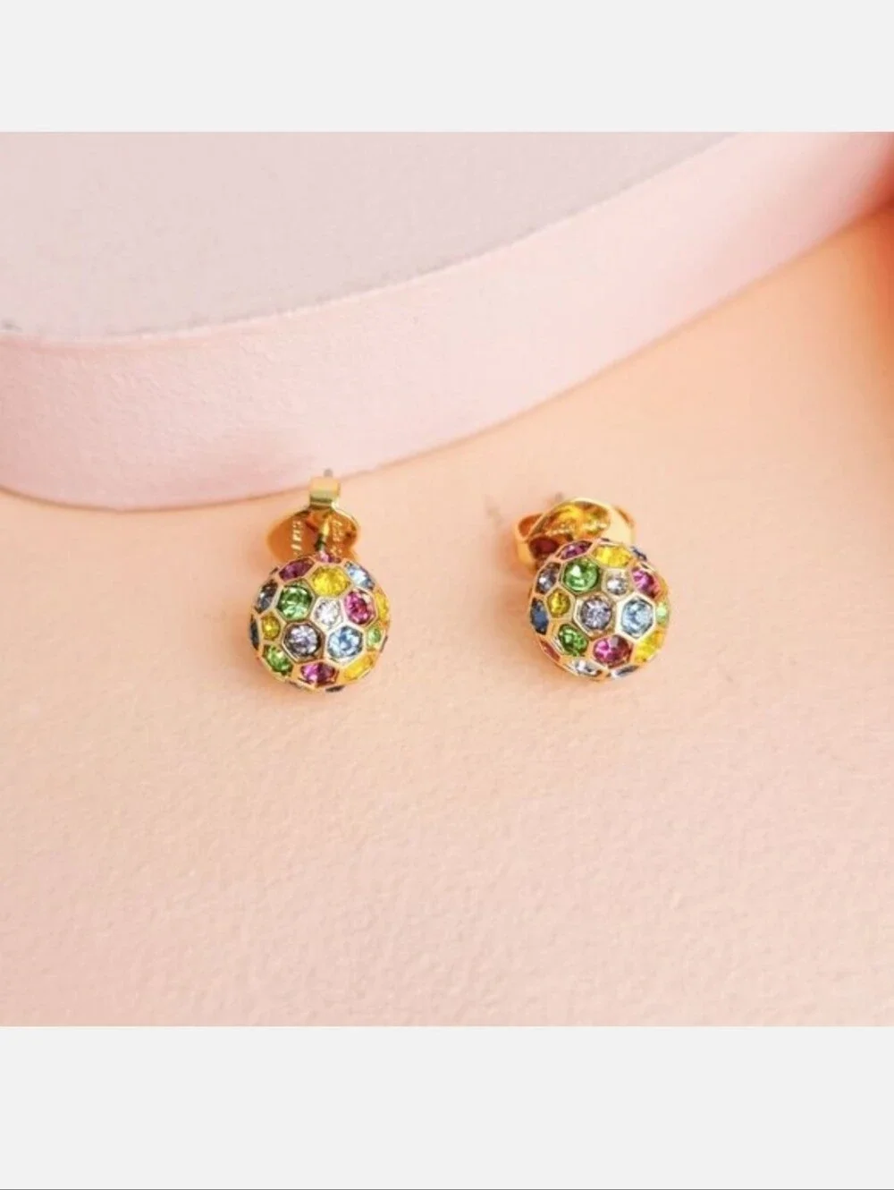 kate spade Gold-Tone Multicolor Crystal Button Earrings