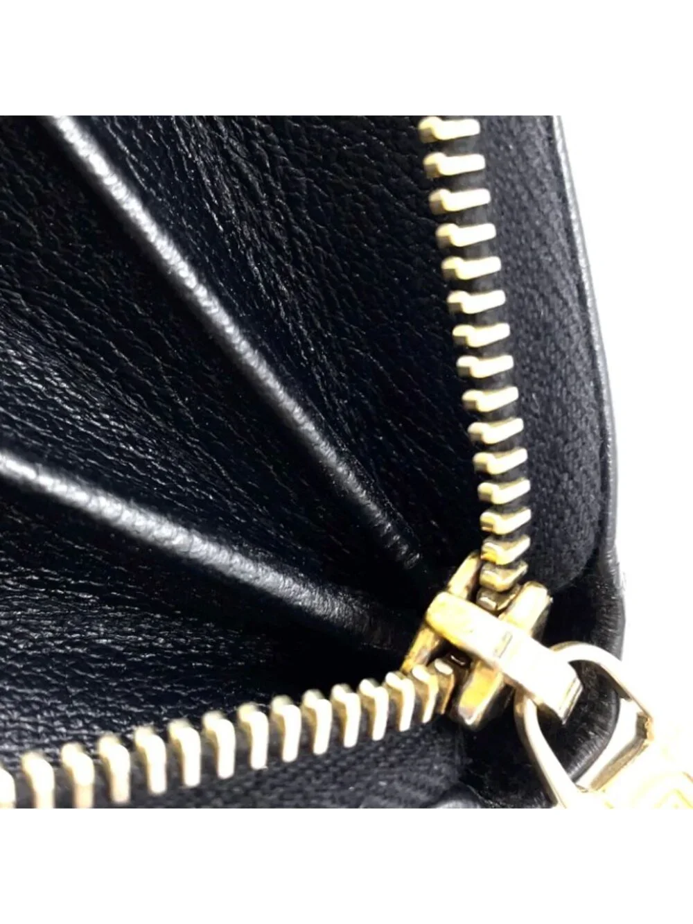 Saint Laurent YSL Logo Bel de Jour Zip Around Leather Black Wallet Gold