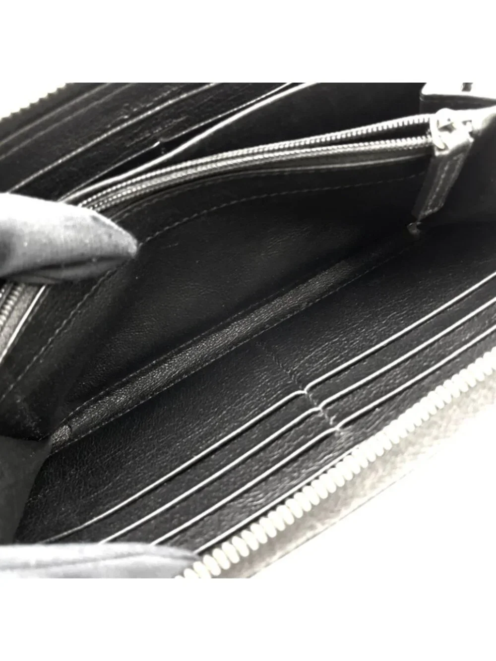 Saint Laurent YSL Logo Bel de Jour Zip Around Leather Black Wallet Gold