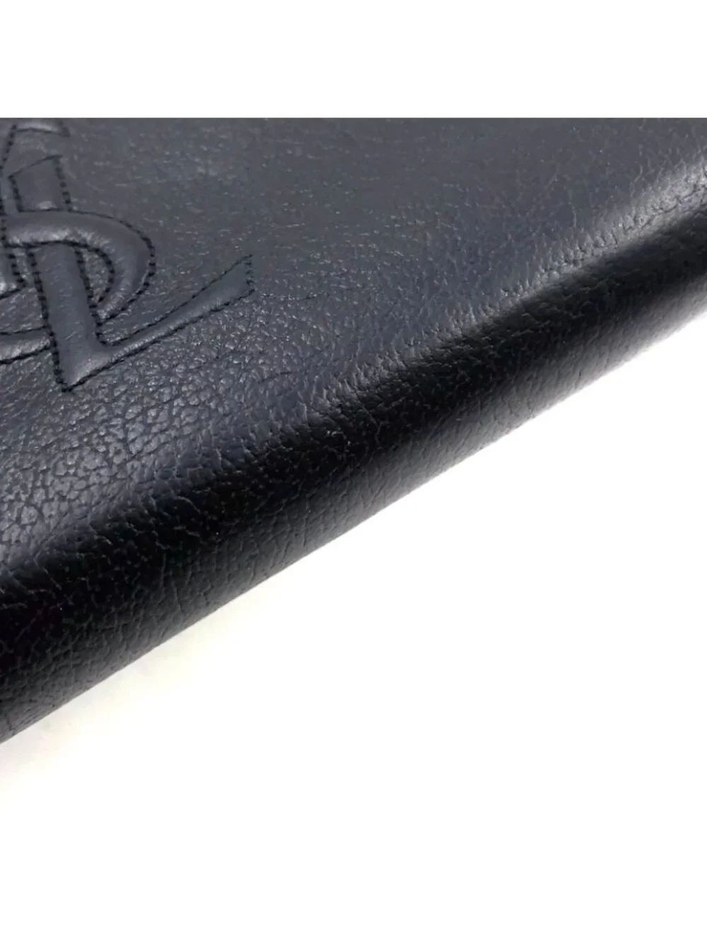 Saint Laurent YSL Logo Bel de Jour Zip Around Leather Black Wallet Gold