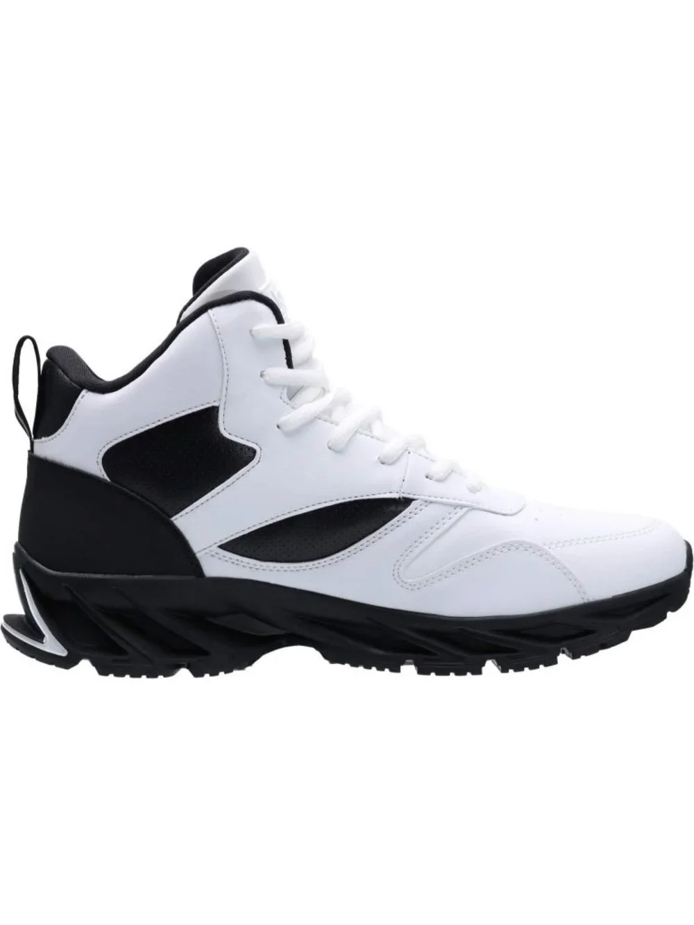Joomra Men's White2 Rubber Leather High Top Athletic Inspired Lace Up Sneaker