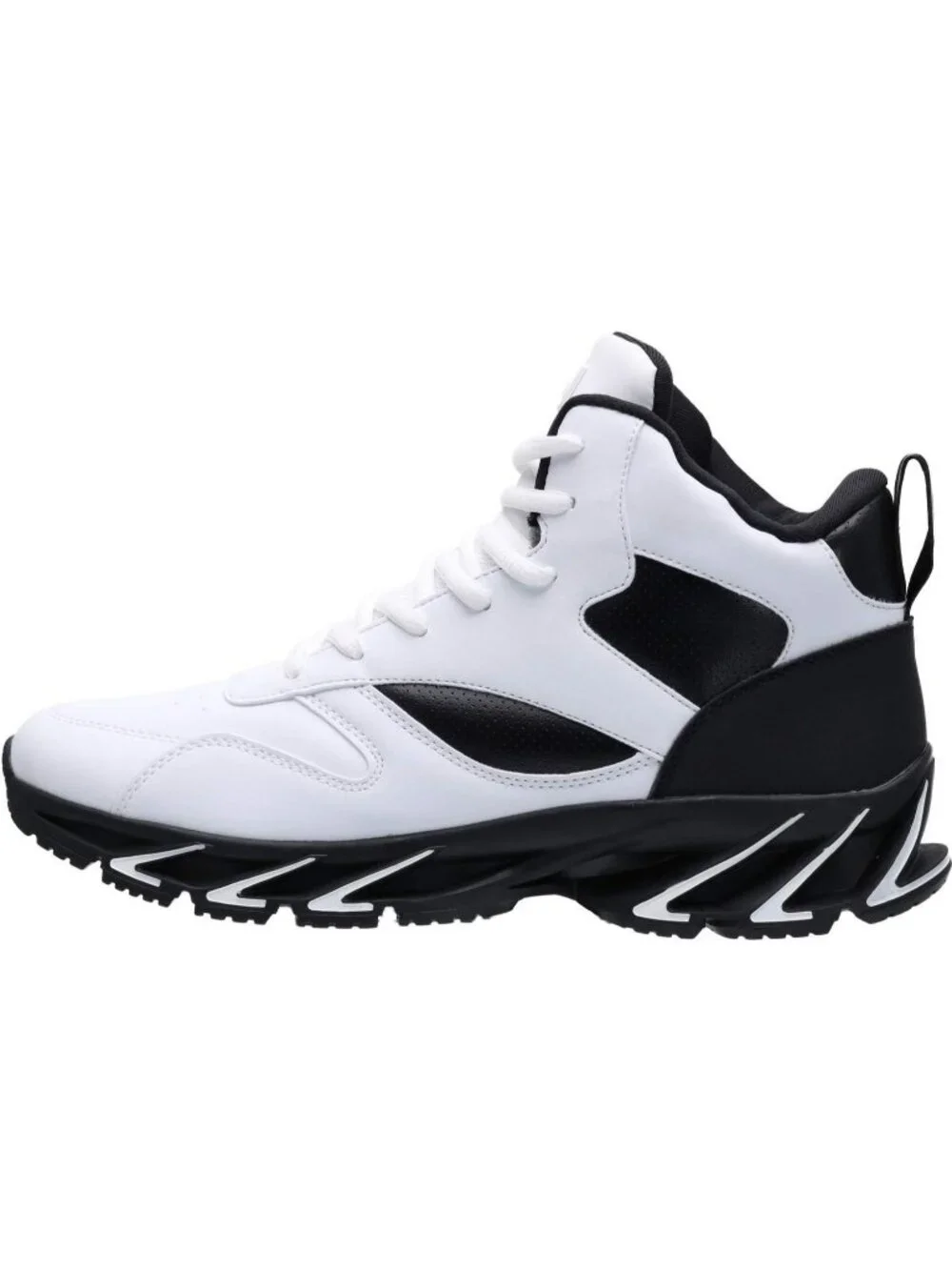 Joomra Men's White2 Rubber Leather High Top Athletic Inspired Lace Up Sneaker
