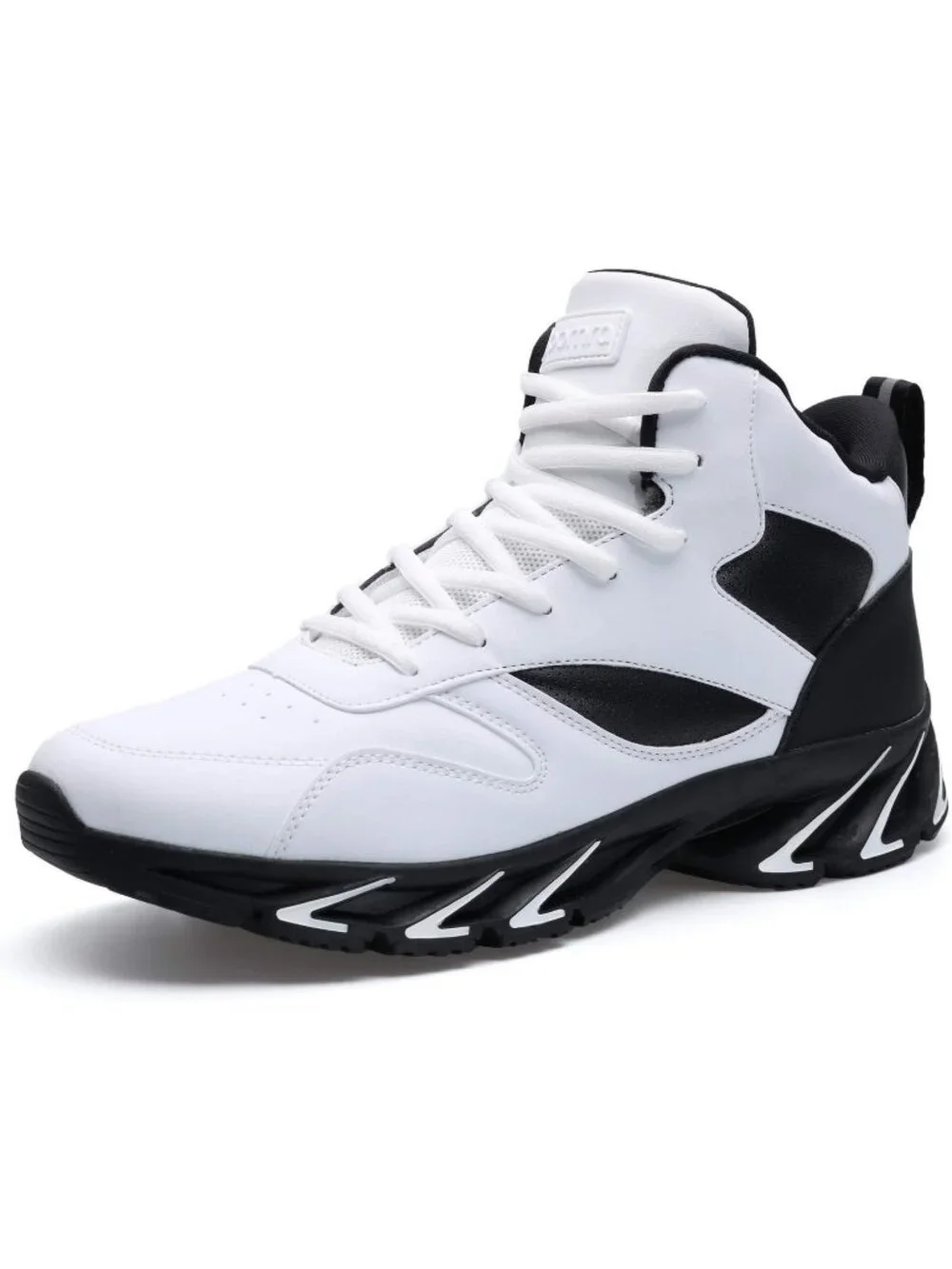Joomra Men's White2 Rubber Leather High Top Athletic Inspired Lace Up Sneaker