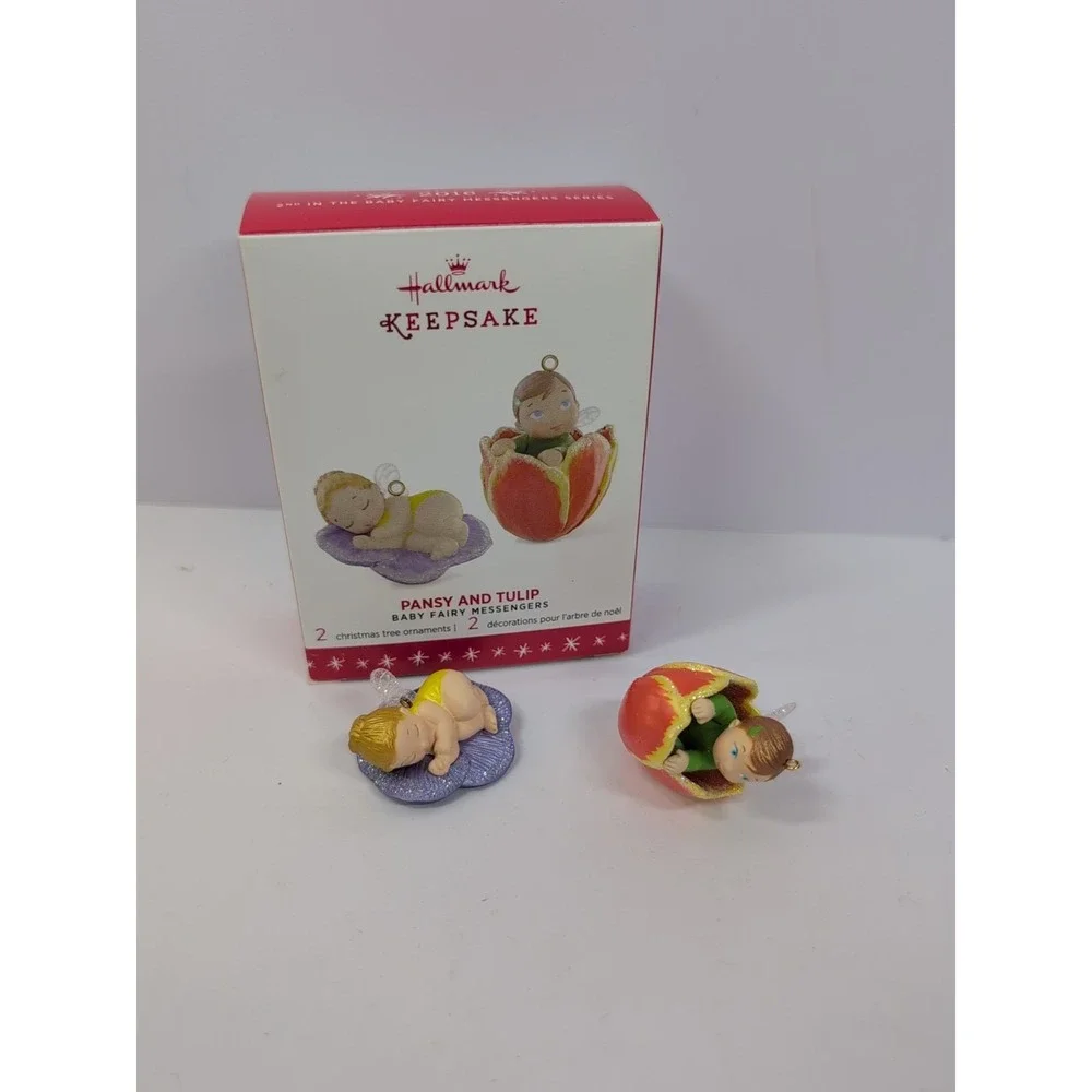 2016 Pansy & Tulip‎ ~ 2nd Baby Fairy Messangers ~ 2 Hallmark Miniature Ornaments