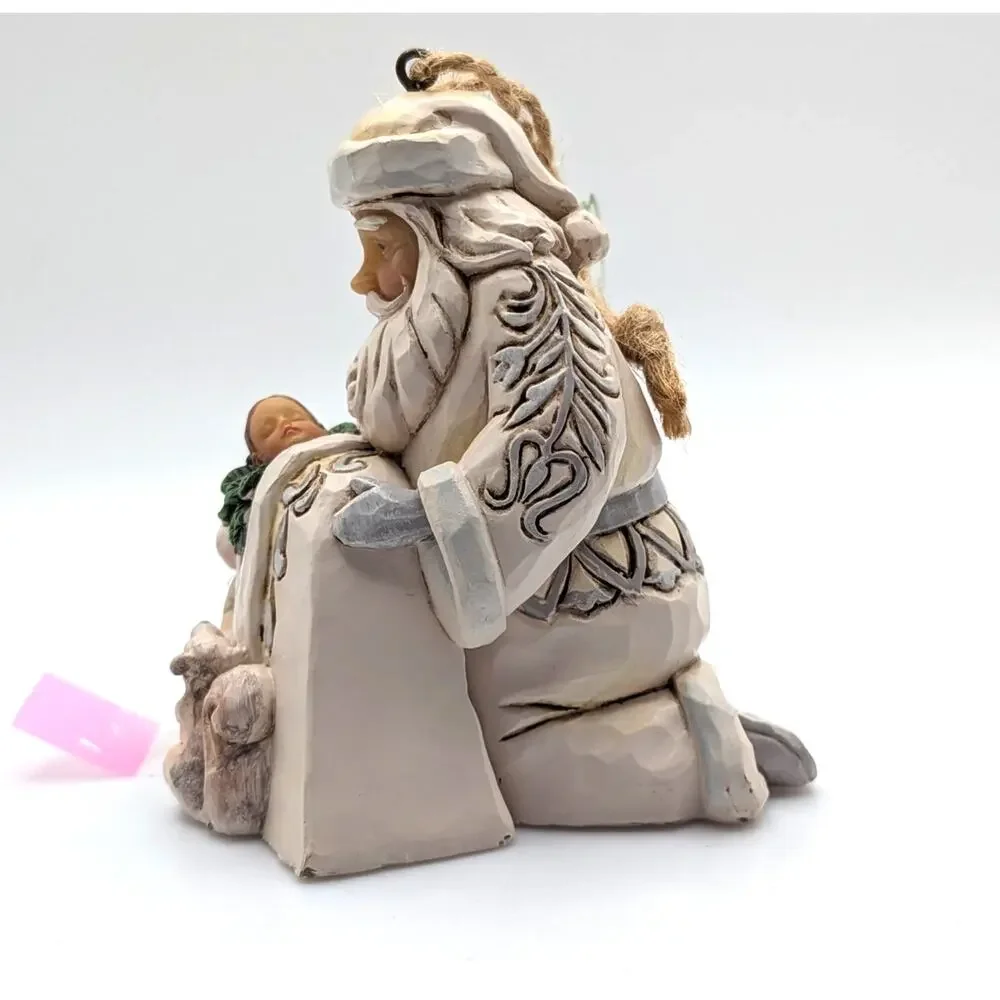JIM SHORE Santa Ornament White Woodland Baby Jesus Bunny Squirrel Boxed