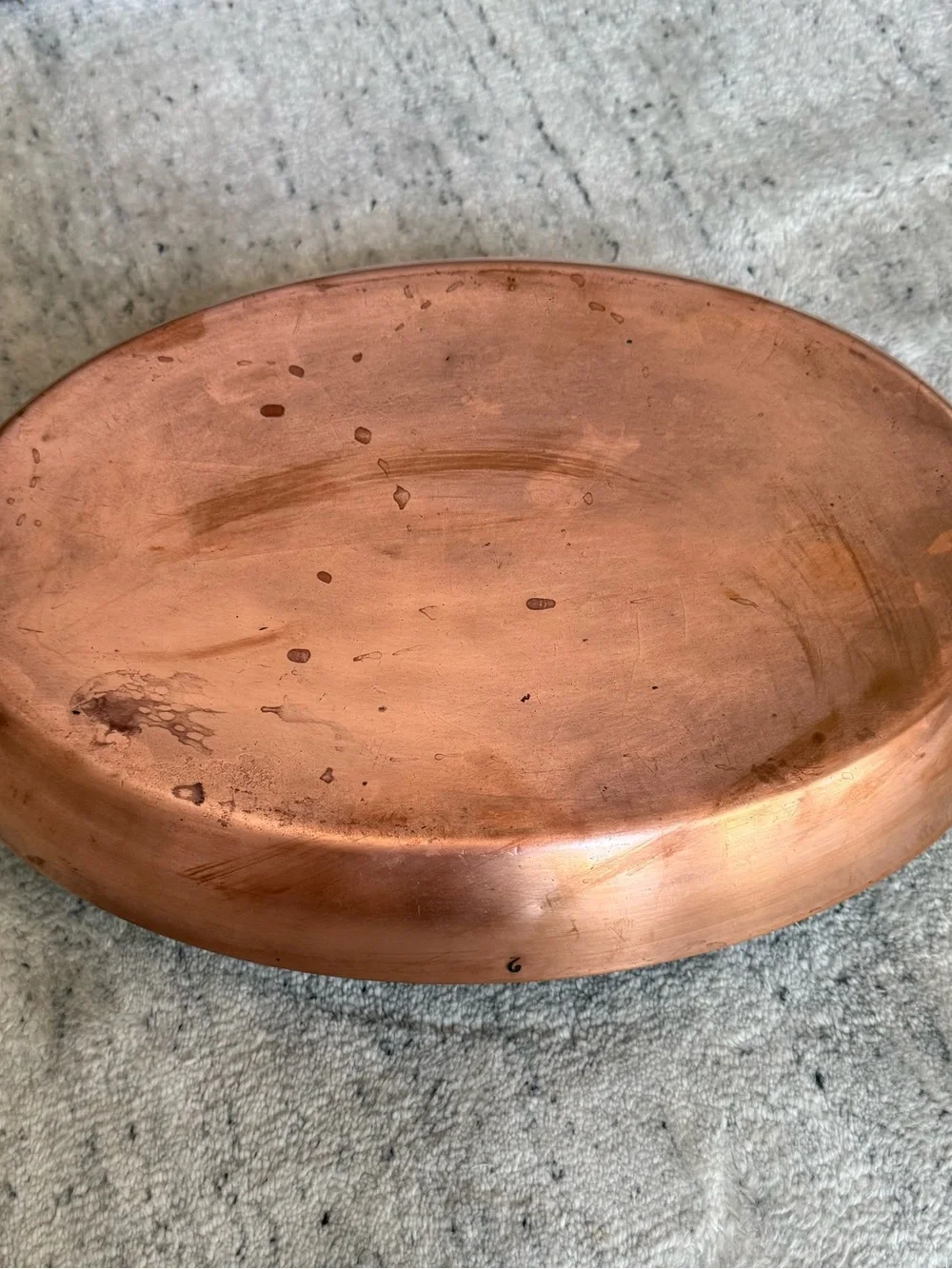Antique French Copper With Tin Oval Roasting Pan Gratin Fish Baker 14”