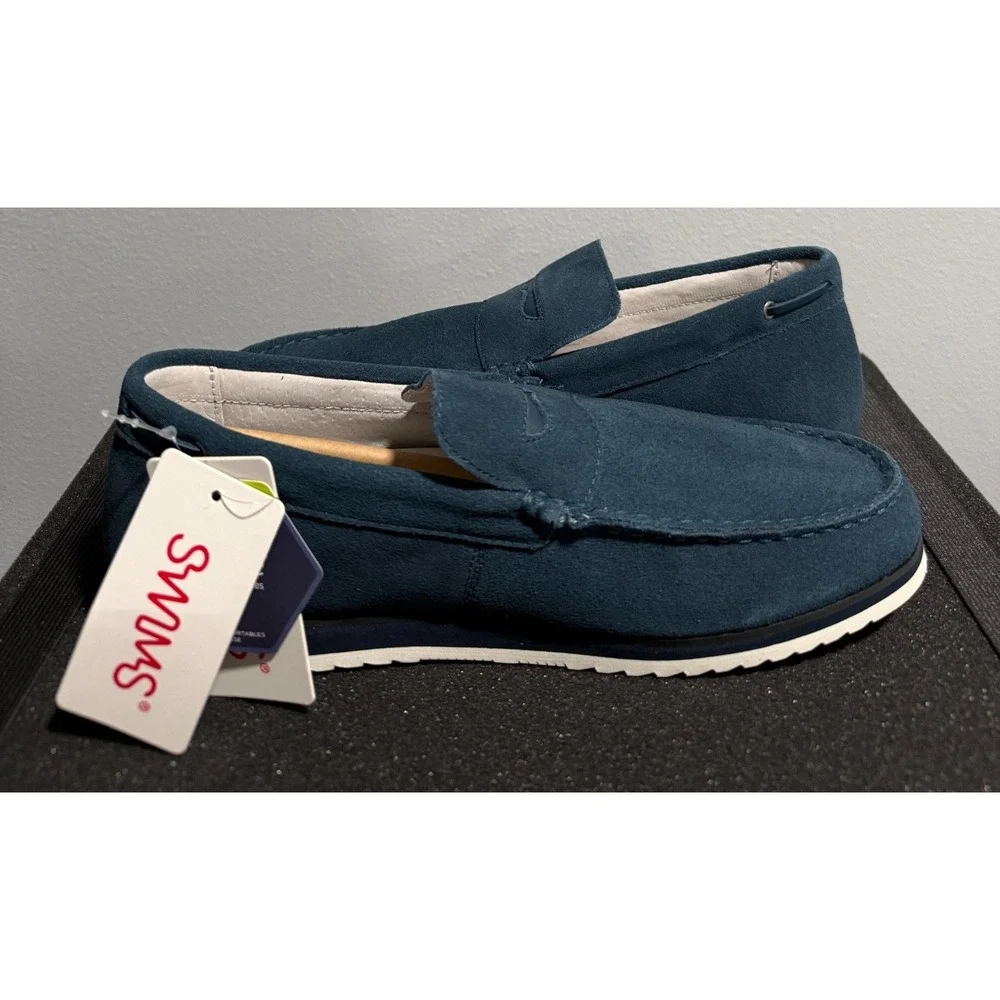 SWIMS Kristin Blue Penny Loafers Slip On Moccasins Boat/Deck Shoes Mens 7 NEW