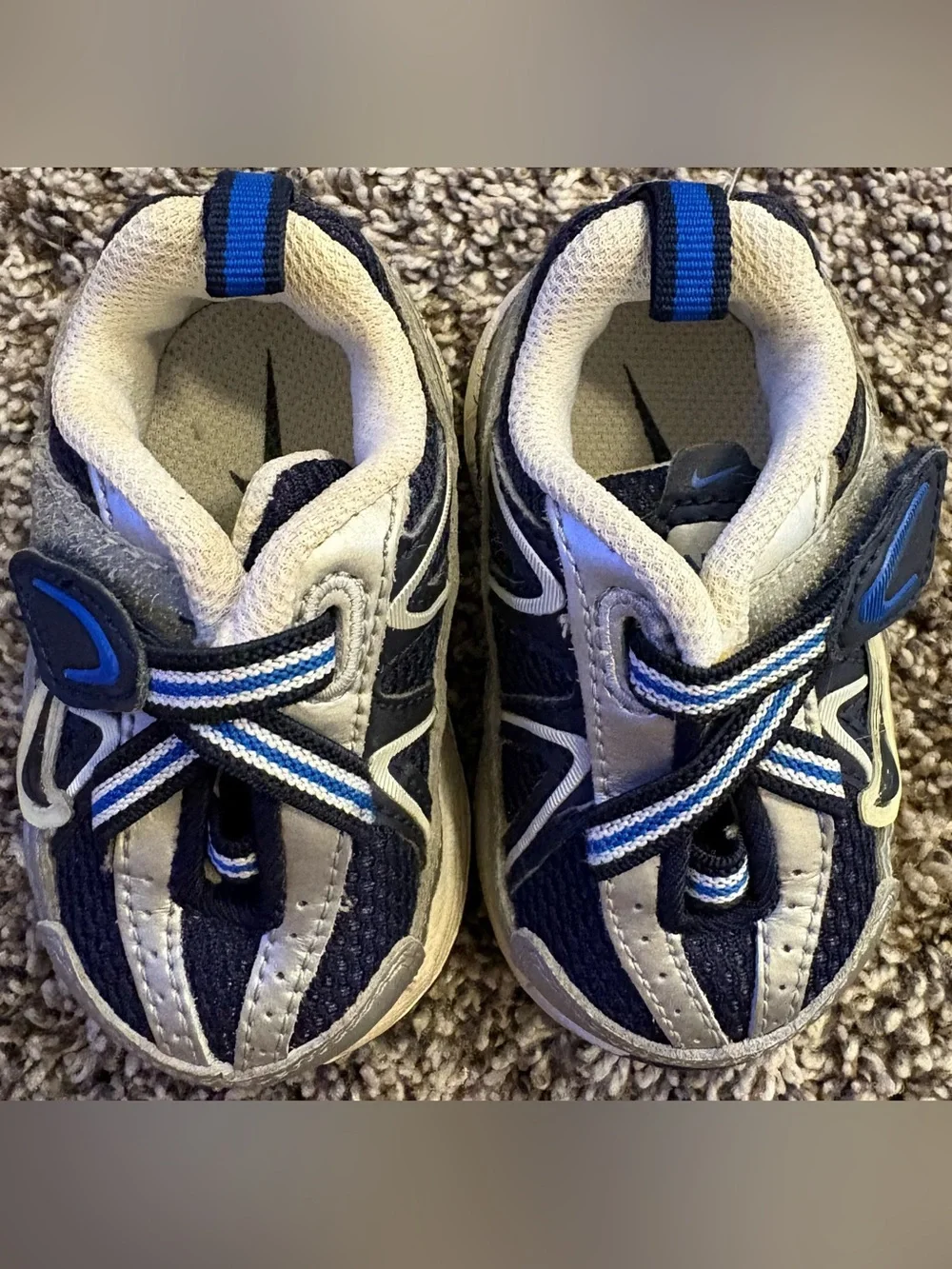 Infant Boys Nike T-Run 2 Sneakers (White/Grey/Blue)