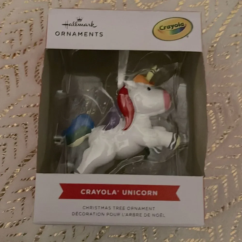 Hallmark crayola hanging unicorn nib nwt ornament fob charm bold colors