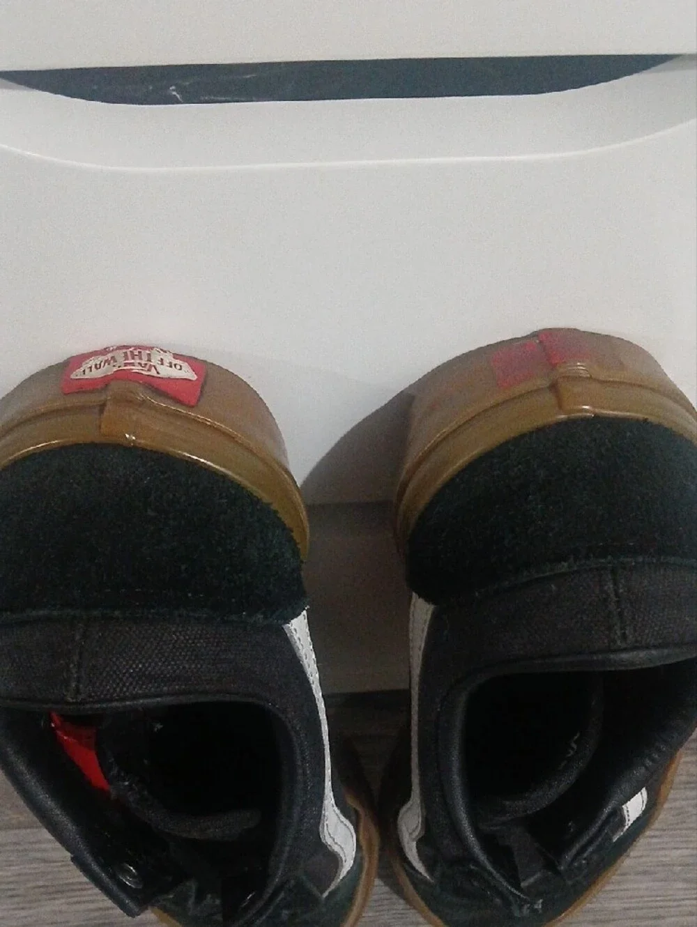 Vans Black and White Low-Top Sneakers with Gum Sole