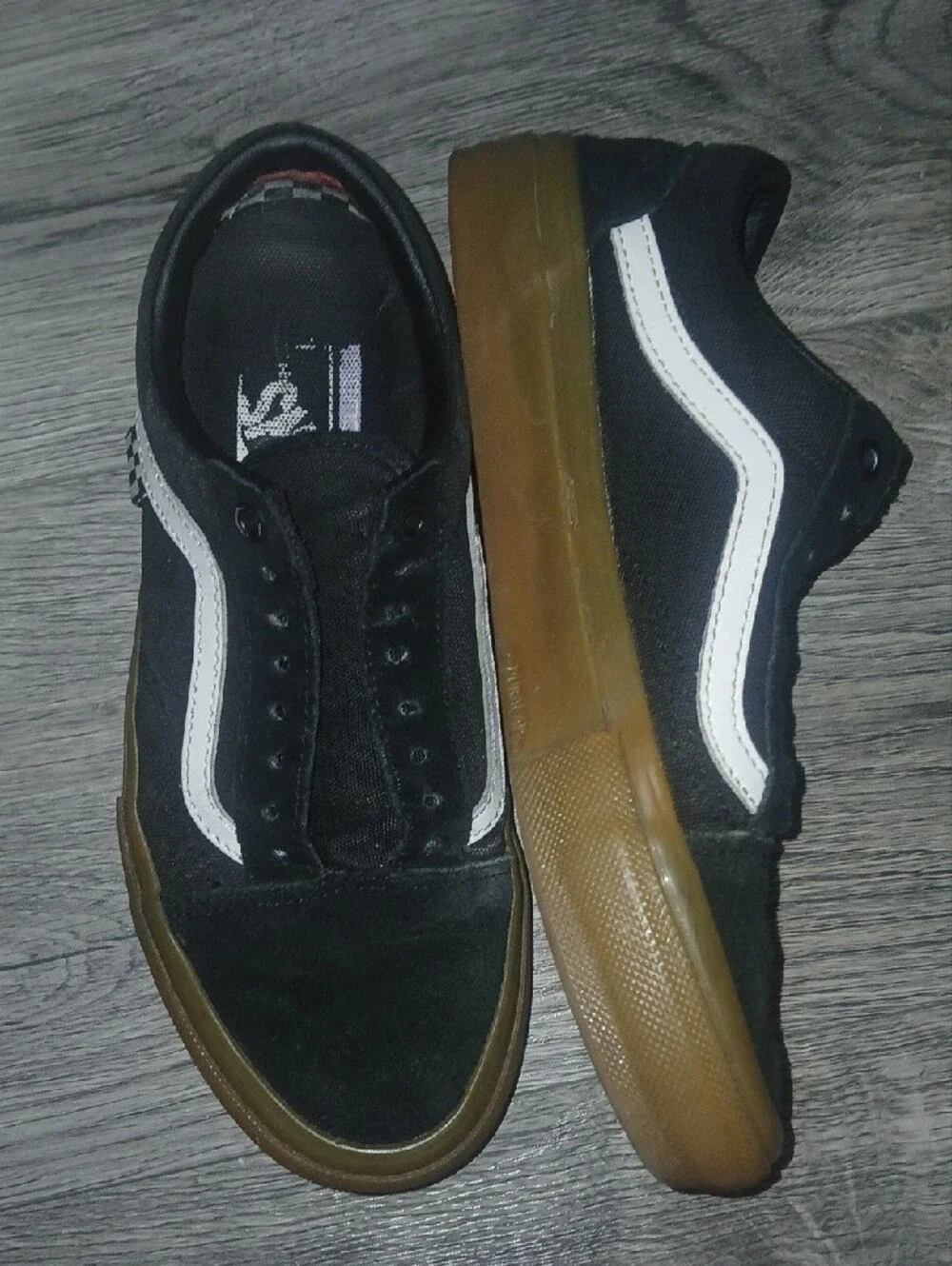 Vans Black and White Low-Top Sneakers with Gum Sole
