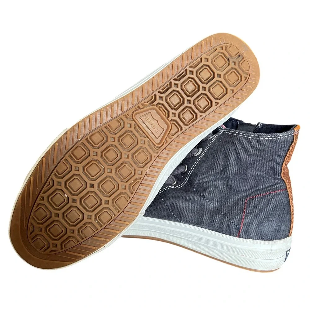 Levi's Hi Top Sneakers Canvas Lace Up Zipper Accent‎ Casual Mens Size 8