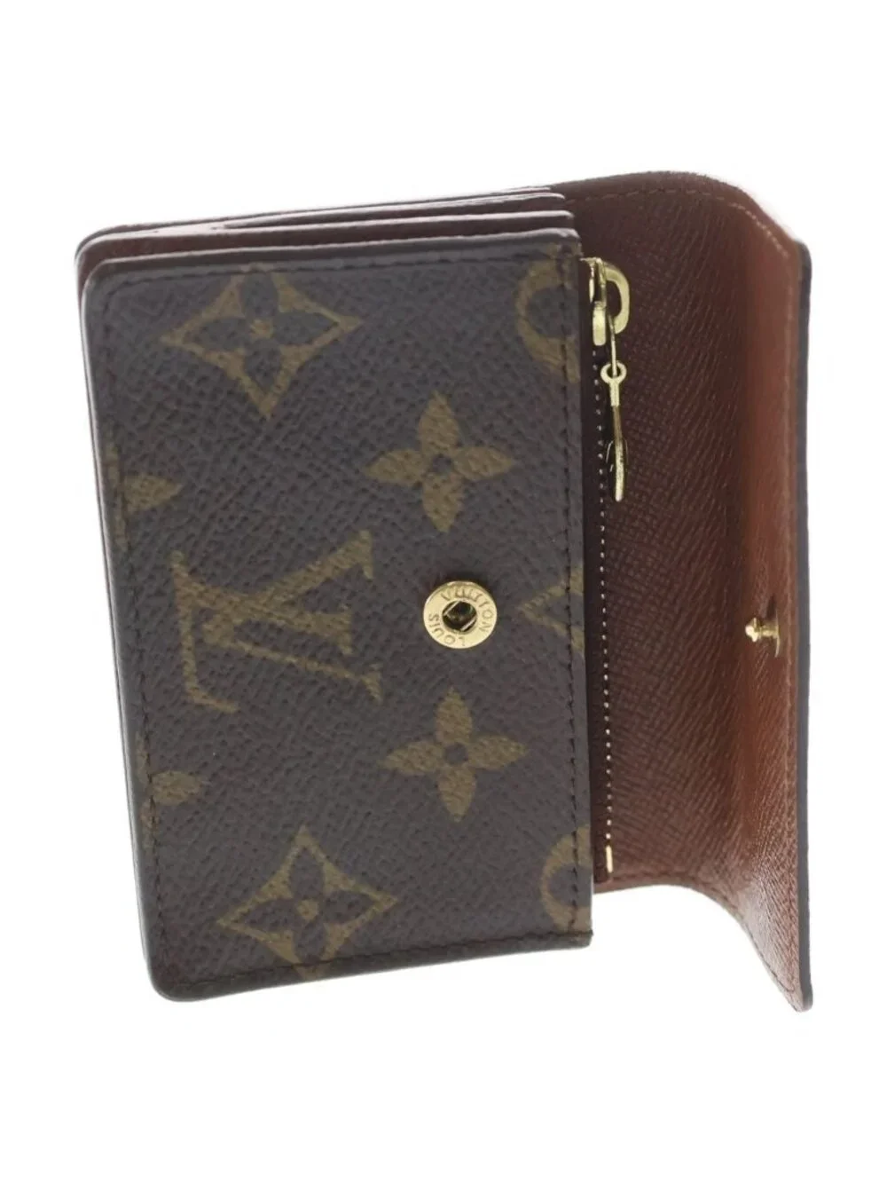 Louis Vuitton Monogram Porte-Monnaie Accordion Coin Case Wallet Brown