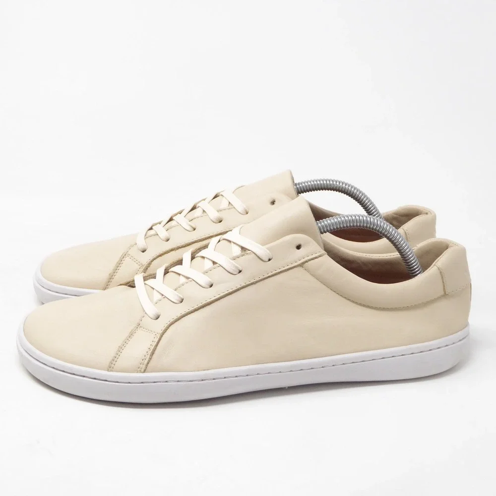 Origo Men Everyday Sneakers Latte Beige Leather Barefoot Minimalist Low Top 10