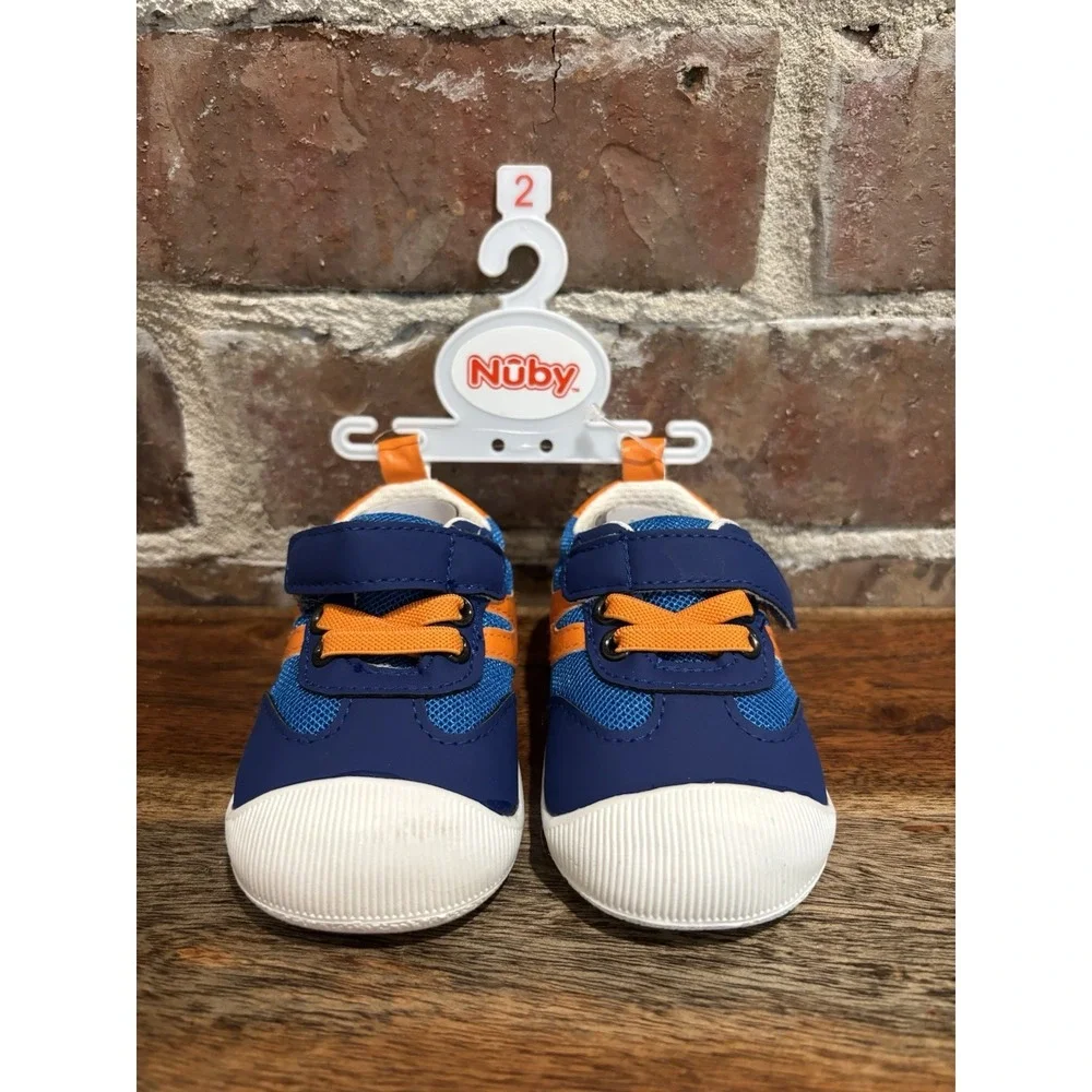 Nuby Baby‎ Shoes, Boys Baby Shoes, Size 2, Perfect Baby Gift, Blue and Orange