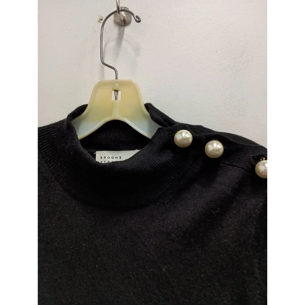 Kate Spade Broome Street Sweater Womens Medium‎ Black Wool Blend Lace Hem