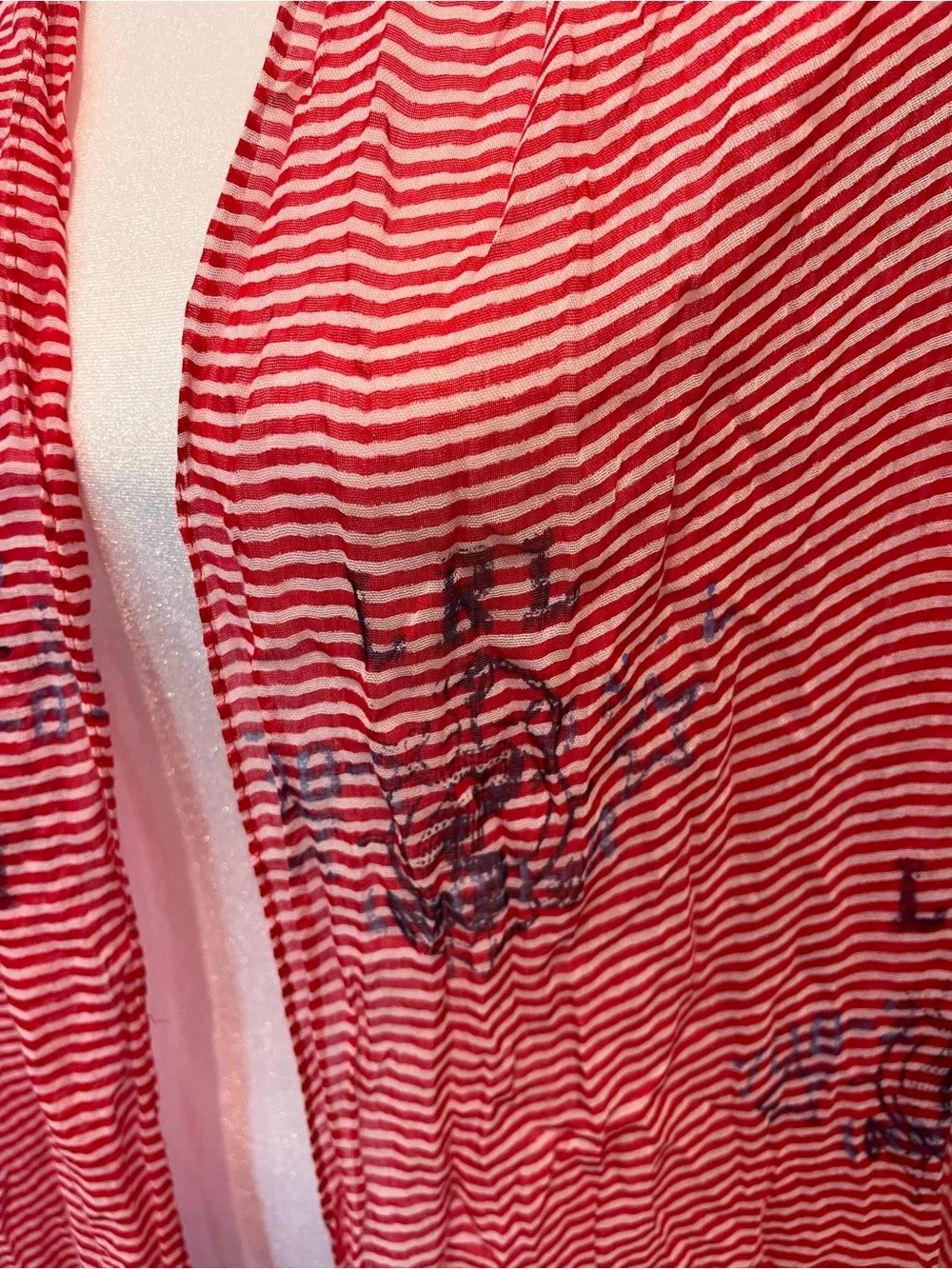 Lauren Ralph Lauren Scarf Wrap Cover Up White Red Stripes Nautical Americana