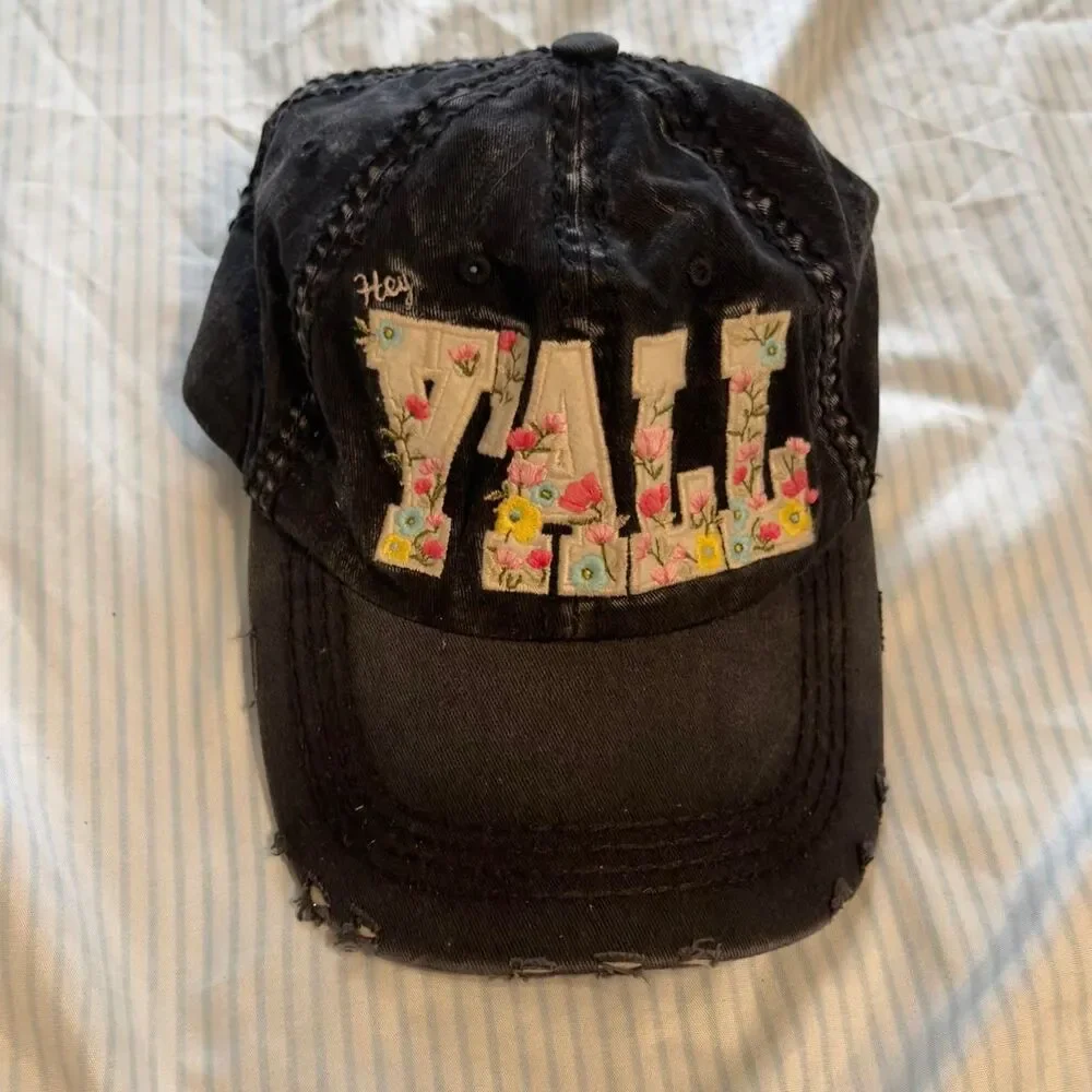 Kbethos black distressed YALL baseball cap