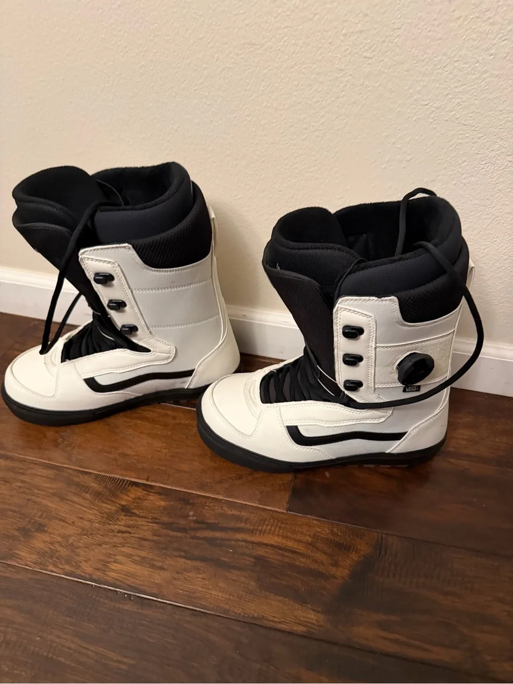 Vans White and Black Snowboard Boots