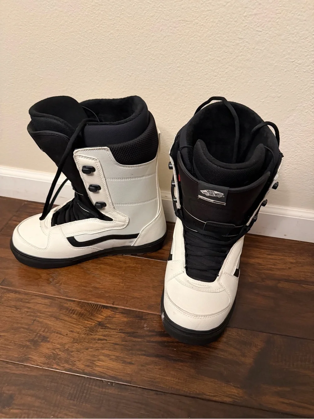 Vans White and Black Snowboard Boots