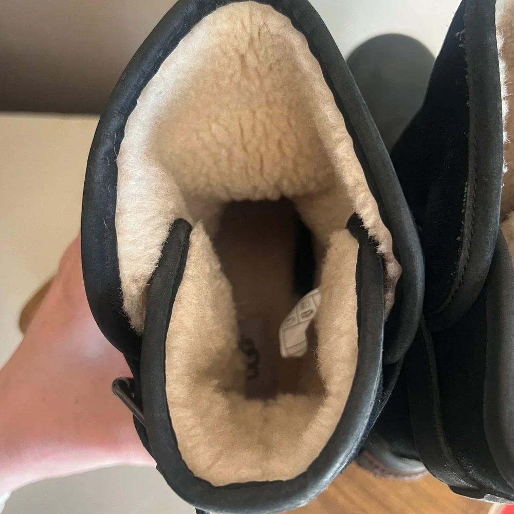 UGG Simmens Black Waterproof Leather Suede Mid Calf Boots 1017932 Womens‎ 8