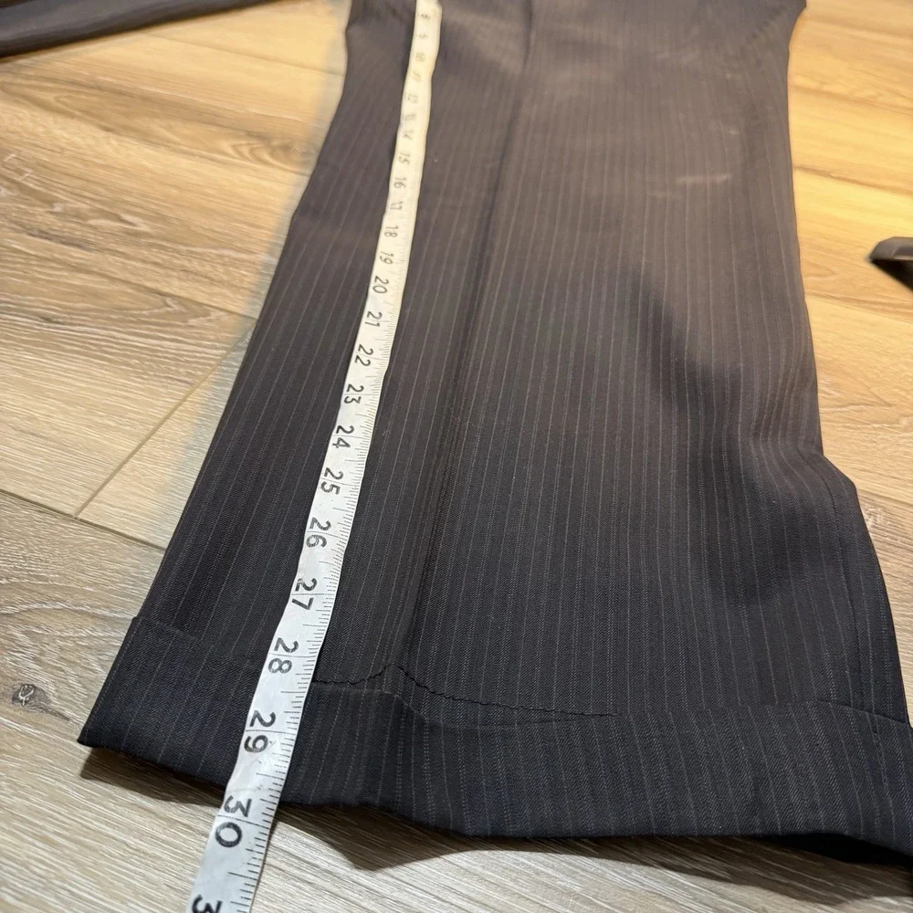 Mens Oscar De La Renta Black Wool Pinstripe Suit Sz 42R Blazer‎ 36x30 Pants