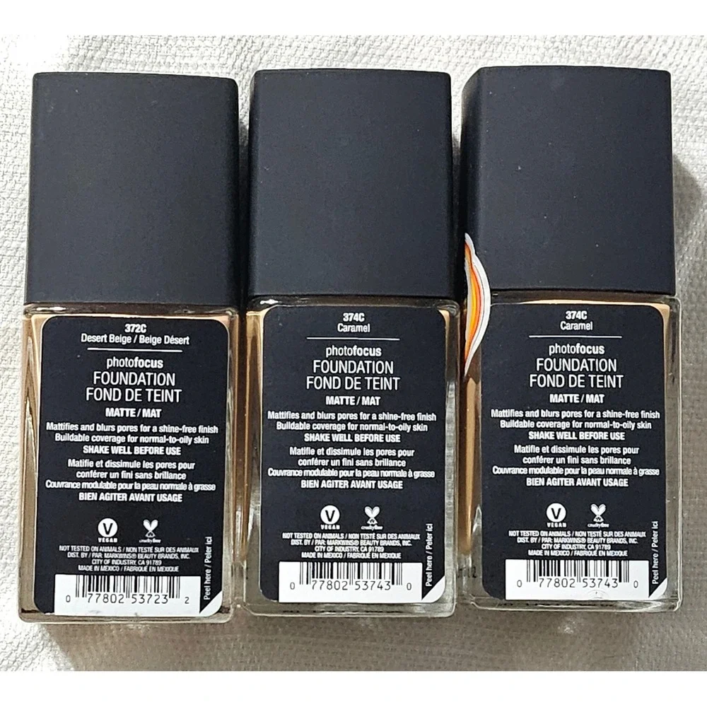 Wet n Wild Photo Focus Matte Foundation 2- Desert Beige 372C 1- Caramel 374C LOT