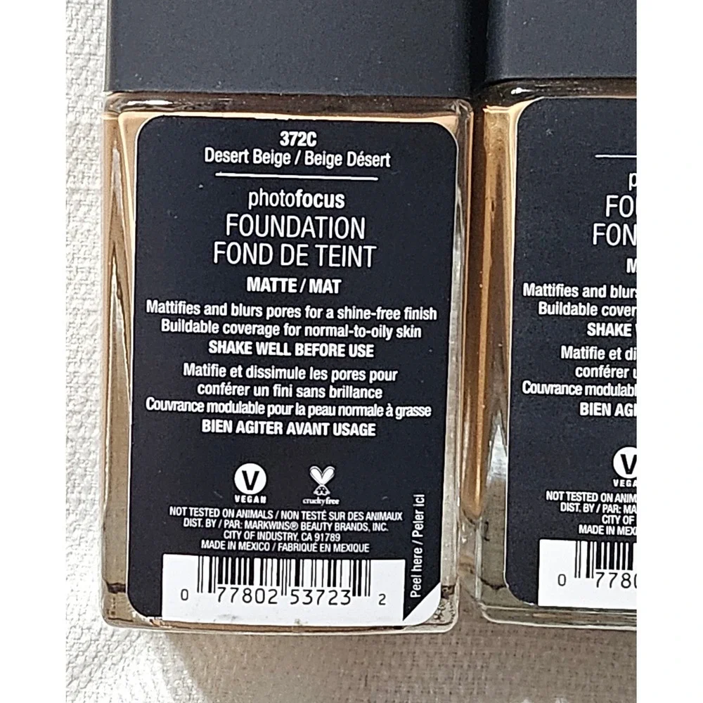 Wet n Wild Photo Focus Matte Foundation 2- Desert Beige 372C 1- Caramel 374C LOT