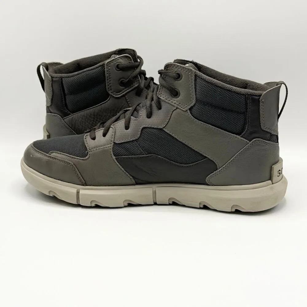 Sorel Men's Explorer Next Sneaker Mid Waterproof Shoes in a Grey and Black - US