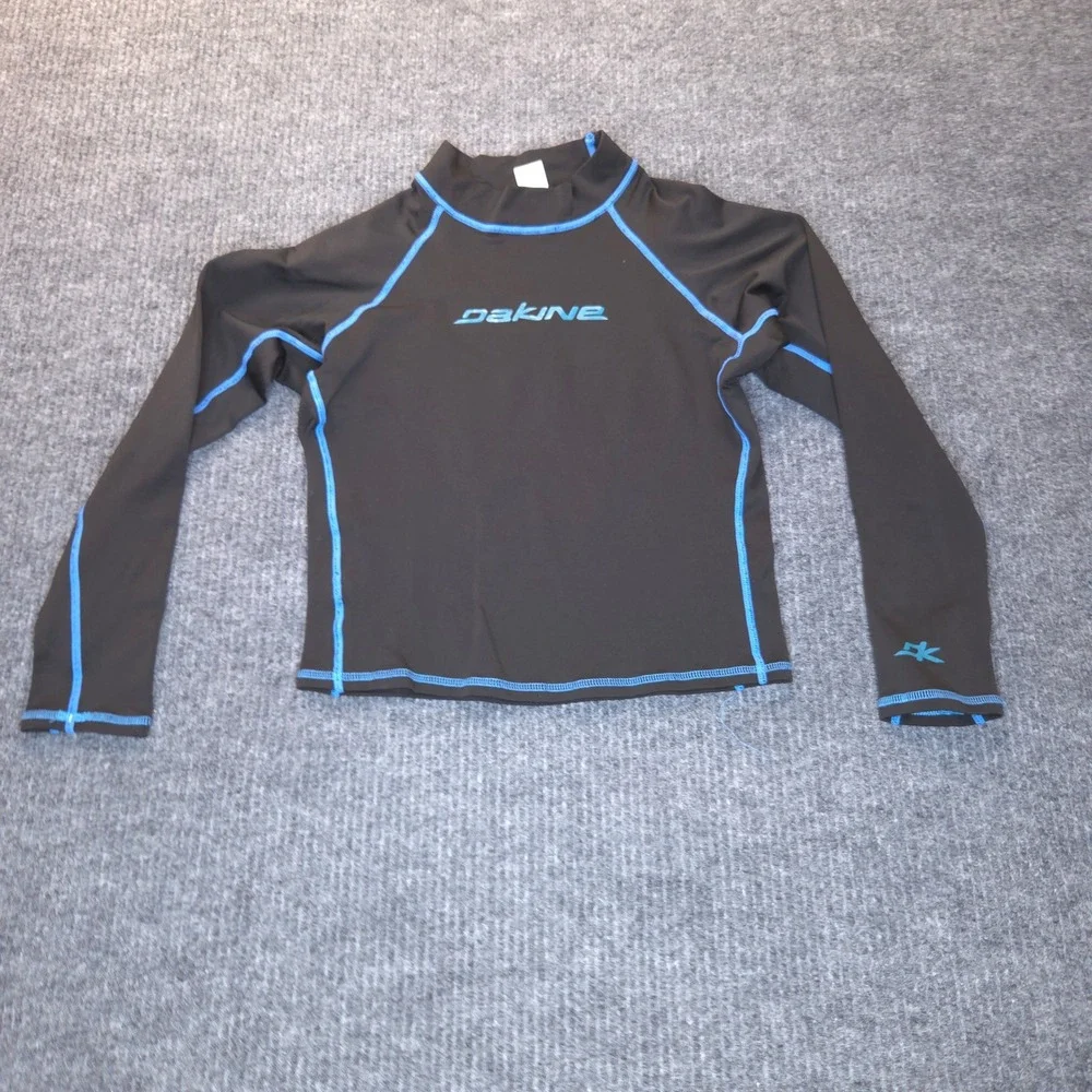 Dakine Rash Guard Youth Medium 8/10 Black Blue Thermal Fleece Long Sleeve Surf
