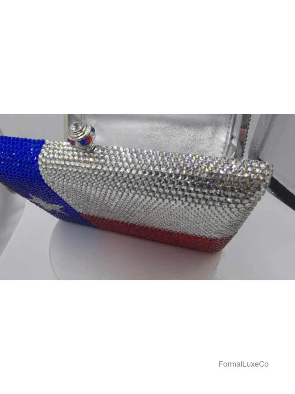 Crystal Rhinestone Clutch Evening Bag with Chain Strap - Formal Party Purse
