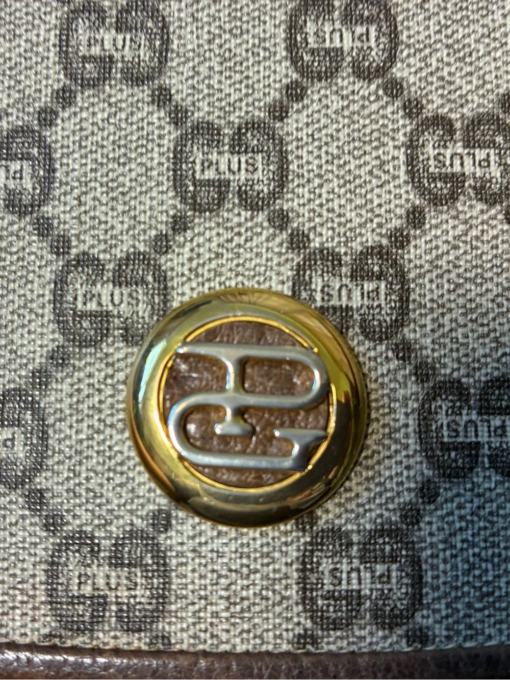 Brown Monogram Clutch with Gold-Tone Logo