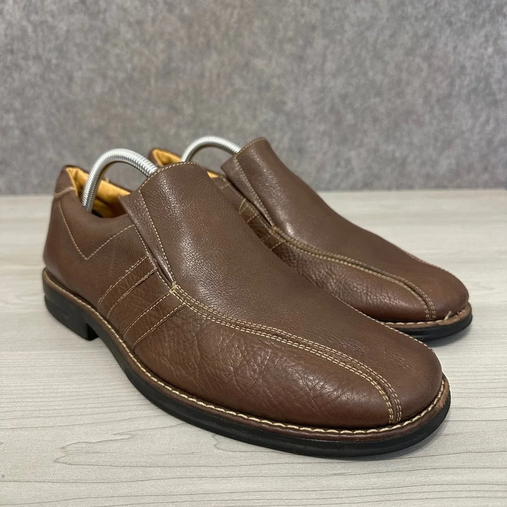 Sandro Moscoloni Slip On Loafers Mens 10.5 Brown Leather Contrast Stitch Brazil