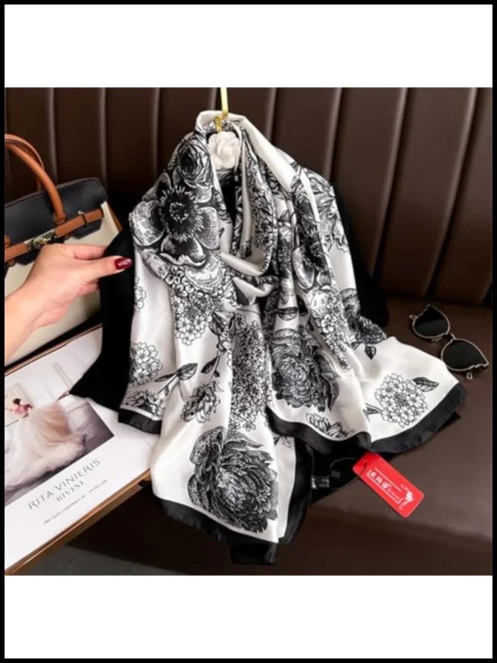 Silk Feeling Fashion Scarf Long Lightweight Shawl Headwrap