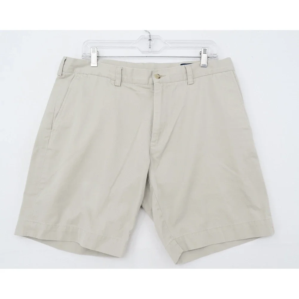 Polo‎ Ralph Lauren Mens Khaki Chino Shorts Size 36 Tan Cotton Twill Flat Front